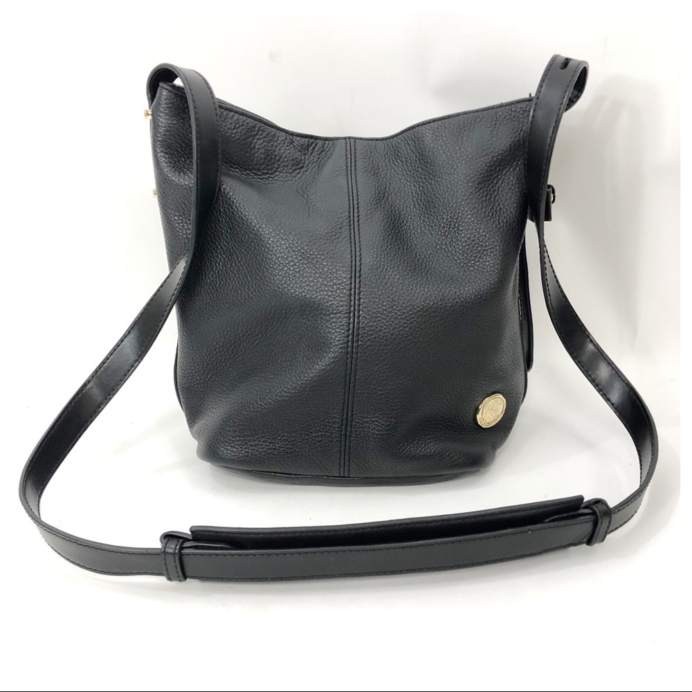 Vince Camuto Black Pebbled Leather Crossbody Logo